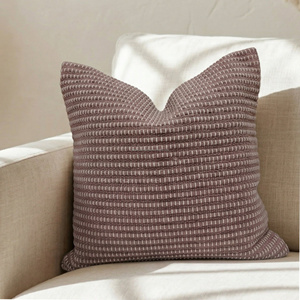 45 × 45 cm Natural <b>Beige</b> Handloom Woven <b>Cushion</b> Cover Horizontal Textured Stripe Throw Pillow Decorative Accent Pillow - Product Image 3