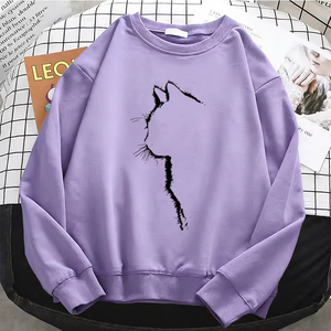 Sudaderas con capucha para mujer, profesionales, divertidas, con estampado de gato, sudaderas con capucha lisas, básicas, cálidas, de forro polar, suaves, transpirables, con cuello redondo - Product Image 5