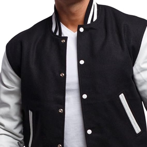 Chaqueta Varsity para Hombre con Mangas de Cuero y Lana, Estilo Bomber Clásico para Uso Casual y Moda Universitaria, Chaqueta Casual para Hombre con Detalles en Crochet - Product Image 5