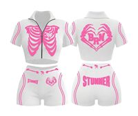 Ensemble 2 pièces décontracté pour femme, imprimé squelette noir et rose, avec haut sans manches et short longueur cheville, 100 % coton respirant et séchage rapide