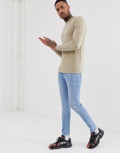 <b>Men's</b> Slim Fit Crew Neck Raglan Sleeve <b>Pullover</b> Knitted Solid Color Casual Sweatshirt Autumn Beige Long Sleeve - Product Image 2
