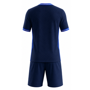 Conjunto de uniforme de fútbol de la Marina de alta demanda con ribete azul real y plateado, uniforme de fútbol sublimado - Product Image 2