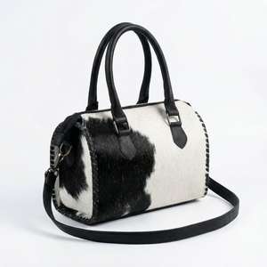 Bolsa de Viaje Mini Speedy de Cuero Genuino 100% Blanco y Negro, con Asa, Resistente al Agua, de Lujo, para Gimnasio, Venta al Por Mayor - Product Image 4