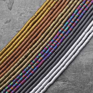 Natural Matte <b>Hematite</b> Small Spacer Beads Silver Gold Bronze Rainbow Champagne Black 15.5 Inch Strand Jewelry Making ZUBEDA GEMS - Product Image 3