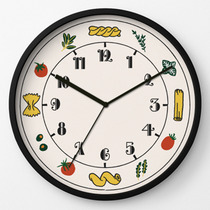 12 Inch Pasta Restaurant Theme Beige Black Silent Quartz Analog <b>Wall</b> <b>Clock</b> Warm Earthy Tone <b>Kitchen</b> Cafe Restaurant Decor - Product Image 1