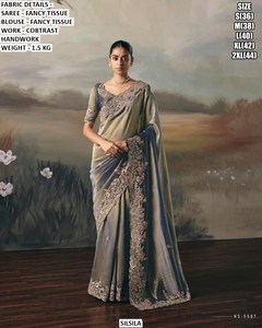 ผ้าปักลายแฮนด์เมด Sunset Glow สำหรับงานปาร์ตี้ฤดูร้อน ดิวาลี หรืองานเลี้ยงฤดูหนาว ซึมซับความชื้น ไม่ยับง่าย สำหรับผู้หญิง - Product Image 3