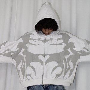 Sudadera con capucha y cremallera para hombre, de corte holgado, 500 GSM, peso pesado |   Camiseta Extra Grande 100% Algodón con Estampado Puff |   Fabricante Personalizado OEM - Product Image 4