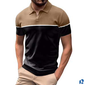 Polo homme de qualité supérieure, logo personnalisé, coton, manches courtes, color block, vente en gros, fabricant OEM ODM - Product Image 2