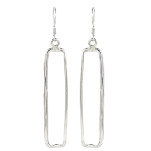 Pendientes Largos de Aro Rectangulares Geométricos de Plata de Ley 925 de 50 mm, Minimalistas para Mujer - Product Image 1