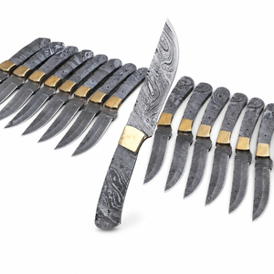 Cuchillo Burraq DIY OEM personalizado hecho a mano de acero de Damasco, hoja recta no ajustable, mango de acero, punta caída, 9 pulgadas - Product Image 2