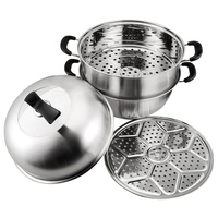 Casserole vapeur multifonction écologique compatible induction et gaz, construction en acier inoxydable, couvercle hermétique, 4-8L