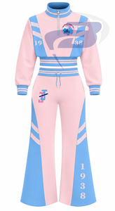 ชุดวอร์มผู้หญิงสีชมพูและสีฟ้า แบรนด์ Jack And Jill Of America แขนยาว ซิปครึ่งตัว กางเกงจ็อกเกอร์แบบมีเชือกผูก เหมาะสำหรับใส่เล่นกีฬาและลำลอง - Product Image 1