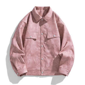 Veste en cuir pour homme, marque privée, style boutonné, avec corps en cuir véritable, patch graphique personnalisé et bordure en tricot côtelé - Product Image 5