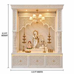 Mandir de Mármol para el Hogar, Templo Tradicional Indio, Mueble para Sala de Oración, Diseño Tallado a Mano con Jaali, Devocional Hindú - Product Image 2