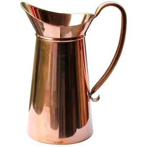 Angular Handle Hammered Copper Water Pitcher With Lid Ayurvedic <b>Jug</b> Kitchen Drinkware Serving Vessel - Product Image 5