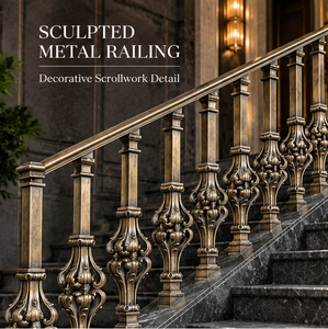 Rampe en bronze sculpté pour hôtels de luxe, villas, escaliers et intérieurs architecturaux décoratifs - Product Image 1