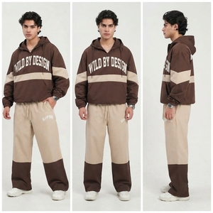 Ensemble de survêtement coupe-vent ample pour homme, imprimé, demi-zip, deux pièces, style oversize - Product Image 5