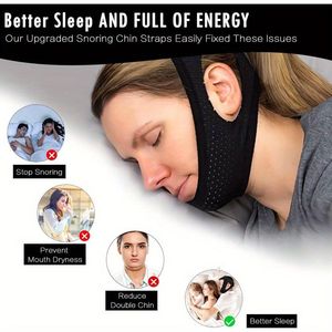 สายรัดคางปรับระดับได้ ระบายอากาศได้ดี สีดำ ผลิตภัณฑ์ป้องกันการนอนกรน - Product Image 6