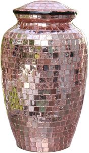 Antigua Urna Funeraria URN260 Moderna de Metal para Adultos con Mosaico Hecho a Mano, Redonda, Mate, Capacidad Personalizada a Precio de Mayoreo - Product Image 4