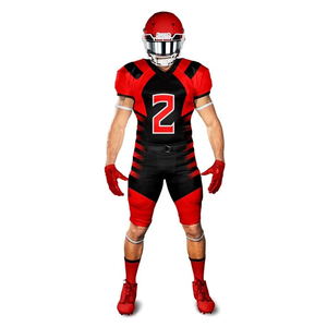 Camiseta de Fútbol Americano Personalizada para Hombre, Roja y Negra, Cuello en V, Manga Corta, Impresión Sublimada, Poliéster que Absorbe la Humedad, Estilo Ajustado - Product Image 4