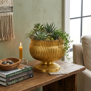 Pot de fleurs en métal finition or de luxe, élégant et décoratif, support de plantes métallique moderne, style chic pour l'intérieur et l'extérieur du jardin - Product Image 2