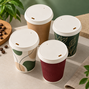 Tapas de Plástico 100% Biodegradables para Bebidas Frías y Calientes, Impresión Personalizada, Fáciles de Abrir, Antiderrames, para Vasos de Café - Product Image 5