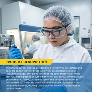 Safety <b>Glasses</b> Clear PC Lenses UV400 Protection Scratch Resistant Anti-Fog Coating ANSI Compliant - Product Image 6