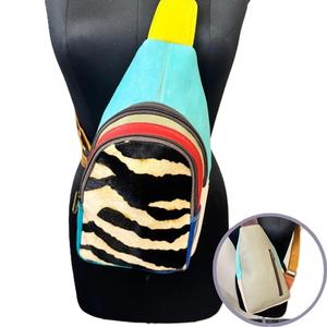 Vibrant Handmade Recycled Leather <b>Sling</b> <b>Bag</b> Eco-Friendly Durable Zipper Crossbody for Everyday Use Autumn Spring Made India - Product Image 5