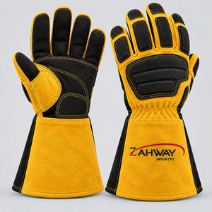 Meilleurs gants de soudage fiables, gants tactiques en cuir, longueur de poignet personnalisée, durables, pour travaux extérieurs en hiver, gants de soudage - Product Image 1