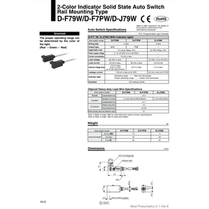 SMC Pneumatics <b>Auto</b> <b>Switch</b> D-F79W - Product Image 2