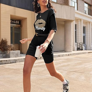 Ladies Fashion Oversized Top and Shorts Two Piece <b>Set</b> Casual Lounge Wear Clothing for Women - Product Image 4