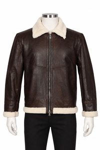 Blouson Aviateur Homme en Cuir Véritable avec Doublure en Fausse Fourrure, Fermeture Éclair, Imperméable, Respirant, Style Moto Hiver, Épais et Chaud - Product Image 3