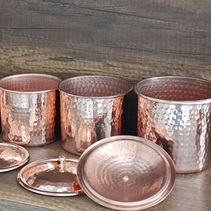 Hammered Copper Canister Set Airtight <b>Kitchen</b> <b>Storage</b> Jars for Tea Coffee Sugar, Handmade Copper Containers Wholesale Supplier - Product Image 1