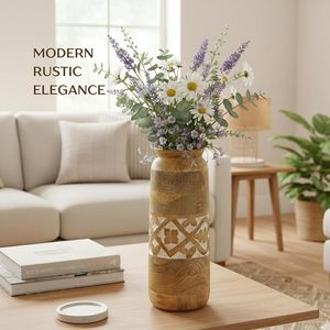 Jarrón Decorativo Hecho a Mano de Madera de Mango y Bambú para Mesa, Hogar, Cocina u Oficina - Product Image 3