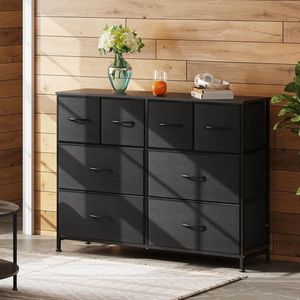 Torre portaoggetti in tessuto a 8 cassetti con struttura in metallo e piano in legno, organizer nero per camera da letto e soggiorno - Product Image 2