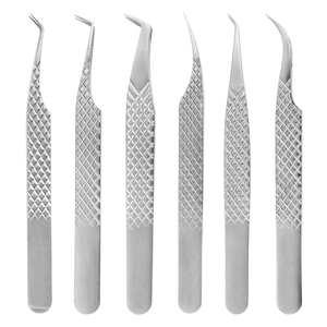 Pinces à cils de haute qualité à pointe en fibre, marque privée, en acier inoxydable argenté, pointe personnalisée avec emballage - Product Image 3