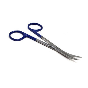 Tijeras Micro Iris de 4.5 Pulgadas con Puntas Curvas y Puntiagudas, de Acero Inoxidable, para Uso Dental, Veterinario y Quirúrgico, con Mango Azul, Juego de Instrumentos con Certificación CE - Product Image 1