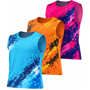 <b>Men's</b> Summer <b>Sports</b> <b>Vest</b> Crew Neck Elastic Fitness Running Sleeveless Shirt High Quality Color full Tank Tops <b>for</b> <b>Men</b> - Product Image 1