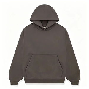 เสื้อฮู้ดโอเวอร์ไซส์ผู้ชาย ผ้าฟลีซ สีพื้น สวมใส่สบาย มีกระเป๋าหน้า ใส่ได้ในฤดูใบไม้ร่วง ทรงปกติ แบบถัก - Product Image 1