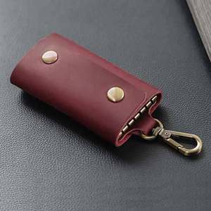 Porte-clés en cuir véritable avec logo personnalisé |   Portefeuille à clés portable pour cadeaux promotionnels - Product Image 1