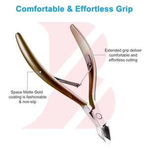 Cortacutículas de Precisión con Acabado Dorado Satinado Premium, Cortacutículas de Una Sola Mola Antideslizantes para Uso Profesional - Product Image 3