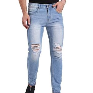 Jean décontracté sur mesure à taille mi-haute, coupe droite, avec braguette boutonnée, style vintage, jambe large, en denim respirant pour homme - Product Image 4
