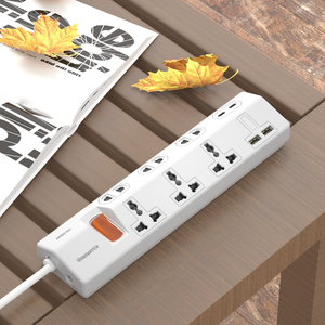 Regleta de enchufes de material resistente con 0 puertos USB, enchufe de sobremesa universal para escritorio, cable de 2 m, personalizable, Yamatik, 5 tomas de corriente. - Product Image 4