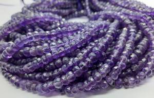 Perles de pierres précieuses en améthyste naturelle facettées, forme rondelle, 5-6 mm, perles rondelles en améthyste, 13 pouces, améthyste violette, perles en vrac pour bijoux - Product Image 4