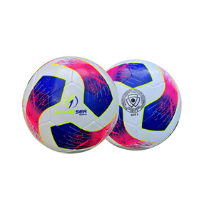 Silver Sea Football Size 5 Durable Screen Printing White Blue Pink Pattern Sports Ball - Product Image 1