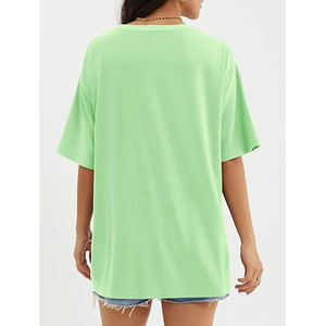 Camiseta de Cuello Redondo Extra Grande para Mujer, Color Sólido, Manga Corta, Corte Holgado, 100% Algodón Jersey, Transpirable, Estilo Primavera Verano - Product Image 2