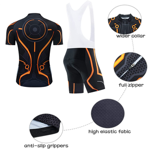 Ensemble de maillot et de short de cyclisme pour homme Noir Orange Design sublimé Respirant Léger Vêtements de cyclisme d'été - Product Image 3