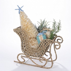 Christmas decor items woven seagrass sleighs charming sea grass sleigh <b>basket</b> table <b>display</b> - Product Image 4