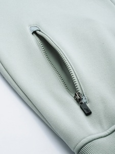 Veste polaire à capuche vert clair pour homme, fermeture éclair sur le devant, couleur unie, respirante, en polyester tricoté, pour l'automne - Product Image 5