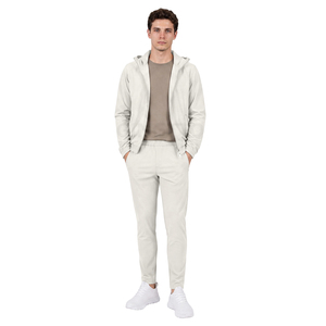 Survêtement à capuche vert olive pour homme, couleur unie, décontracté, manches longues avec poches latérales, fermeture éclair, coupe classique, vêtements d'automne - Product Image 2